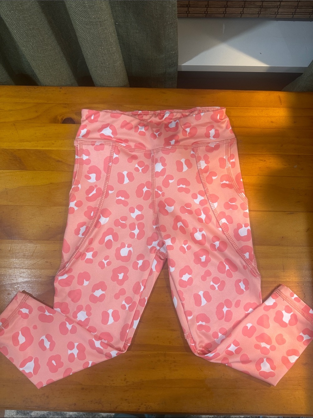 Girls' Coral Leopard-Print Performance Leggings